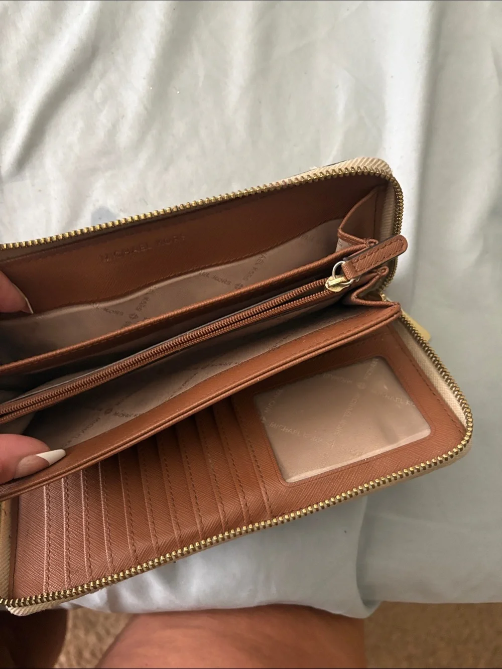 Michael Kors Champagne Gold Signature Zip Wallet